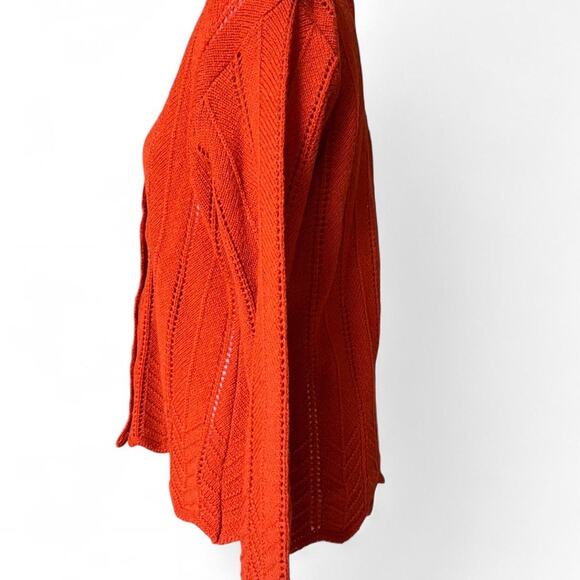 Laura Ashley Vintage 100% Wool Cardigan Sweater Made in Great Britain Orange M - Picture 6 of 8